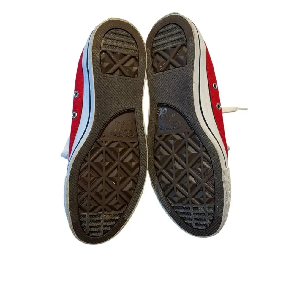 Converse Red Canvas Low-Top Sneakers with White Laces 10 W